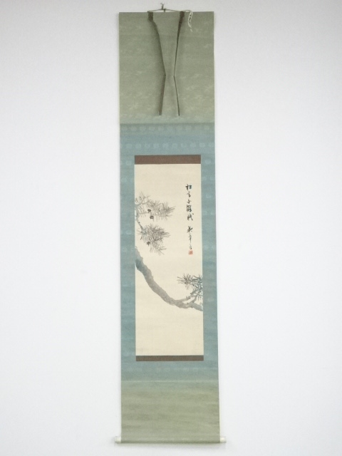 JAPANESE HANGING SCROLL / HAND PAINTED / PINE TREE